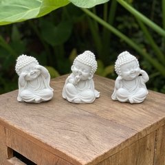 Escultura Trio Budas Sábios - Marmorite (12.5cm)