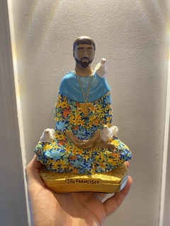 São Francisco de Assis Meditando/Lótus - Gesso (19cm) (10 DIAS PARA PRODUZIR) - comprar online