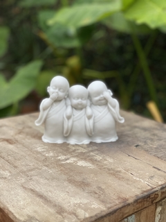 Trio Budas Sábios Juntos - Marmorite (11.5cm) - Zenz Arts