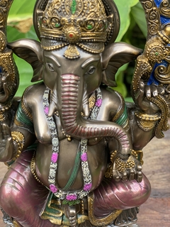 Escultura Ganesha Sentado No Trono Veronese 26cm - Zenz Arts