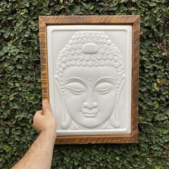 Quadro Buda Rosto - Marmorite + Madeira (40cm) - comprar online