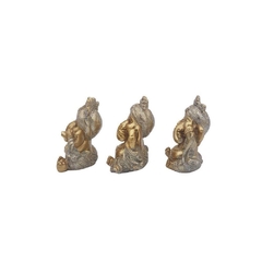 Escultura Trio Ganesha Dourado Com Glitter Resina - comprar online