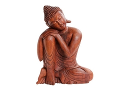 Buda Mão no Joelho Suar Wood (55cm) - Zenz Arts