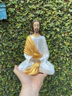 Imagem do Escultura Jesus Meditando Gesso (19cm)(ATÉ 10 ÚTEIS DIAS PARA PRODUZIR)