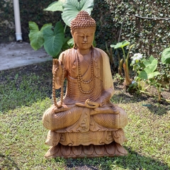 Estátua Buda Sentado Madeira 80cm - comprar online