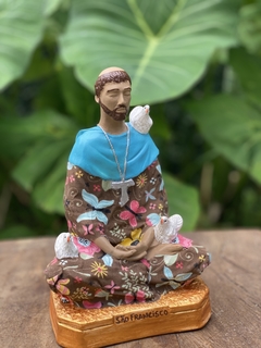 Escultura São Francisco de Assis Meditando 19cm - Zenz Arts
