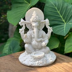 Escultura Deus Ganesh C/ Porta-Vela - Marmorite (25cm)