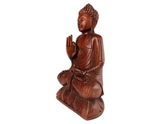 Estátua Buda Sentado Madeira 50cm - loja online