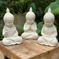 Escultura Budas Meditação/Respeito/Proteção - Marmorite (27cm)