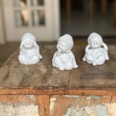 Escultura Trio Budas Sábios - Marmorite (9.2cm) - comprar online