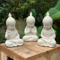 Escultura Budas Meditação/Respeito/Proteção - Marmorite (27cm) - Zenz Arts