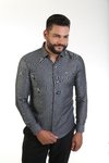 Camisa Manga Longa Chumbo Slim Fit Fio 100 Dsocial