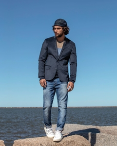 Blazer Docthos Veludo Cotelê Azul Marinho