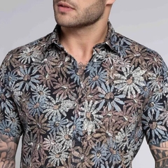 Camisa Manga Curta Docthos Slim Estapa Bordado Flores - comprar online