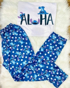 Pijama Adulto Largo Stitch Aloha