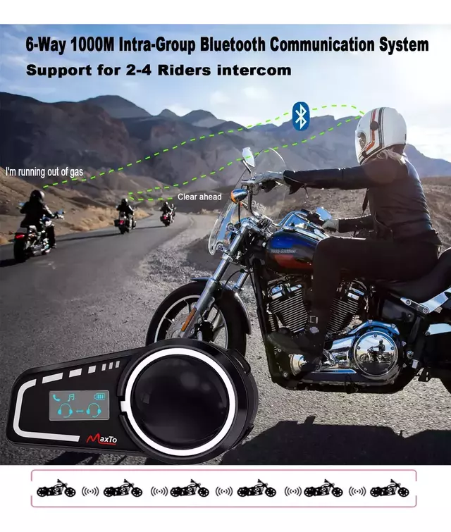 Intercomunicador Maxto Bluetooh Auricular Mc2 Conferencia
