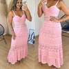 Vestido Tricot Midi Rendado Lariscia Rosa Claro