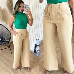 Calça Pantalona Crepe Alfaiataria Brunna Nude