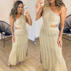 Vestido Tricot Longo Nula Manga Janine Nude