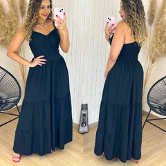 Vestido Longo de Alça c/ Bojo Plus Sindy Preto