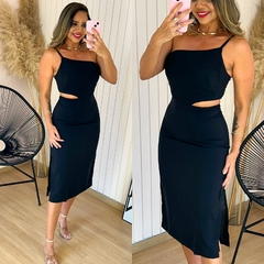 Vestido Midi Nula Manga Raven Preto