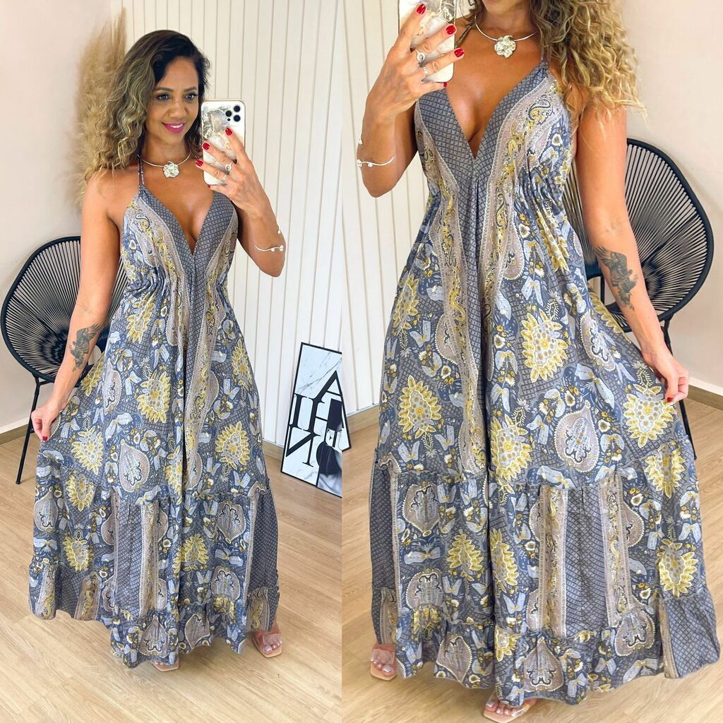 Vestido longo cinza 2025