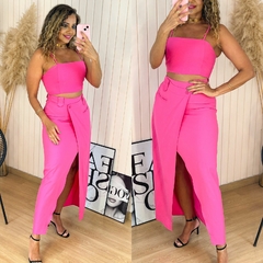 Conjunto Cropped e Saia Midi Karine Rosa