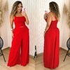 Conjunto Cropped e Calça Liso Carolaine Vermelho