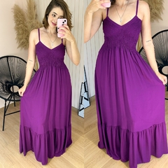 Vestido Longo Lastex Decote V Carol VSC Fúcsia