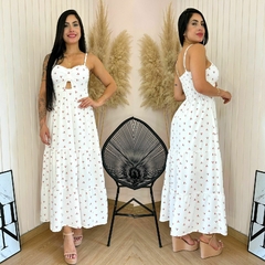 Vestido Midi Alças Recorte Busto Elda Branco Cereja - comprar online