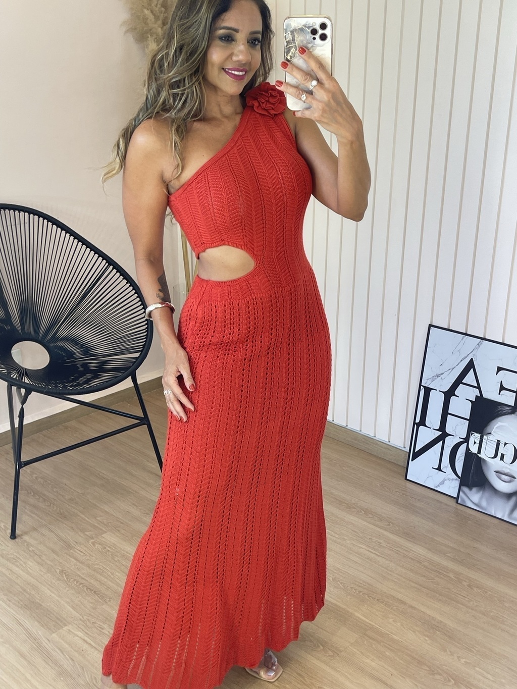 Vestido tricot longo sales