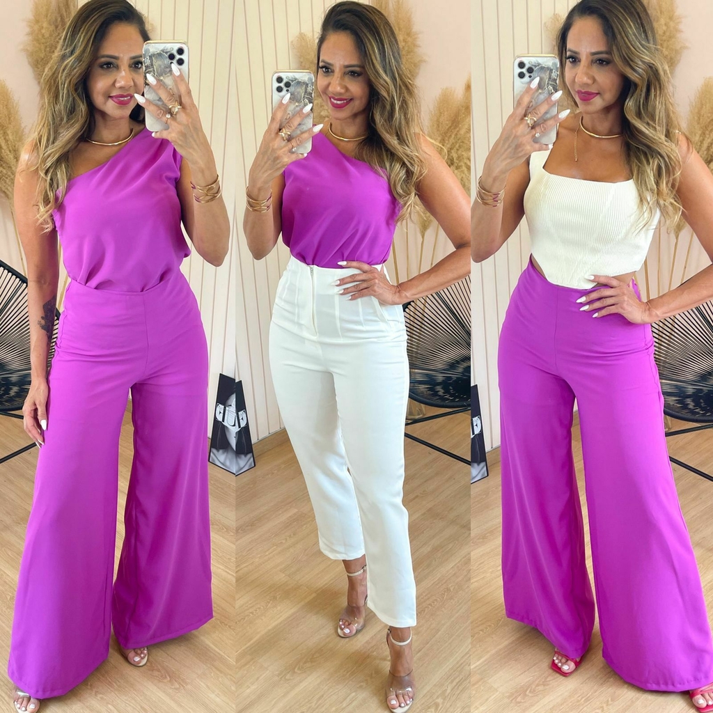 Conjunto Blusa e Calça Pantalona RS Luy Fúcsia