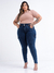 Calça Jeans Cargo Plus Size Cintura Alta Com Lycra Modelador