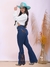 Calça Jeans Feminina Flare Imperios Modas Estilo Country Bordado - loja online