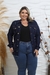 Jaqueta Feminina Jeans Rasgada Escura Moda Plus Size Lançamento Inverno - Impérios Modas