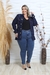 Jaqueta Feminina Jeans Rasgada Escura Moda Plus Size Lançamento Inverno - Impérios Modas