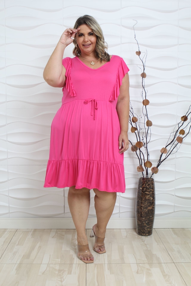 Vestido Longo Plus Size Feminino Rosa Pink - Estilo Próprio Moda Feminina Plus  Size de Verdade - Loja Online
