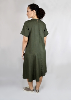 Vestido Recortes Verde Militar - comprar online