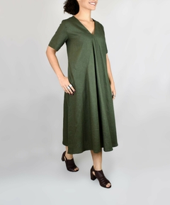 Vestido Nesga Evasê Verde Militar