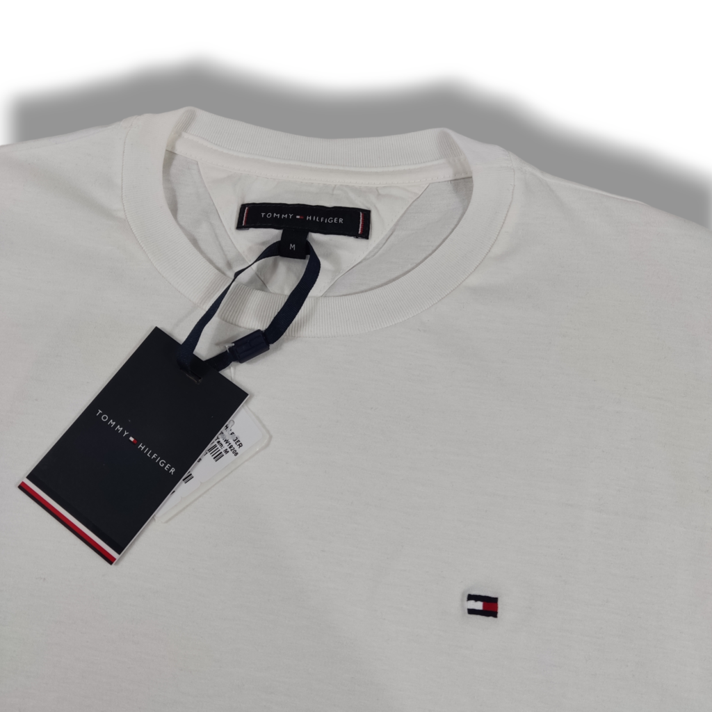 Camiseta Tommy Hilfiger clássica pima cotton branca