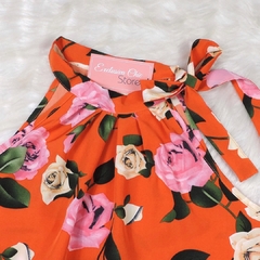 Regata Floral Amarração na Gola Laranja BS3791 - comprar online