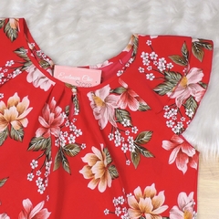 Blusa Estampa Floral com Botão Vermelha BS4508 - comprar online