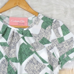 Blusa Estampada com Pregas Verde BS4023 - comprar online