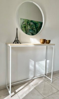 Mesa arrime blanca + Espejo circular 60cm - comprar online