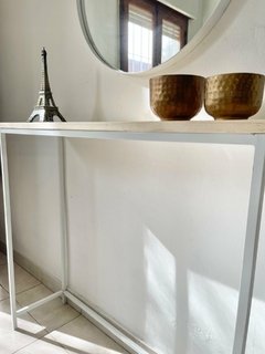 Mesa arrime blanca + Espejo circular 60cm en internet