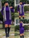 Vestido Violeta manga longa gola alta