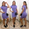 Vestido Lilás gola alta com manguinha