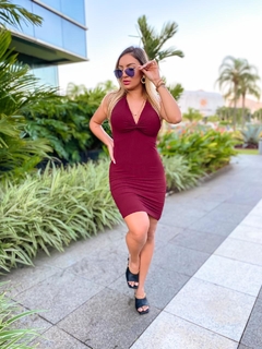 Vestido marsala NOZINHO canelado - GGS Modas