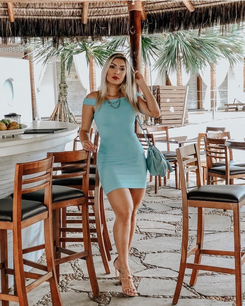 Vestido azul beb OMBRO A OMBRO canelado GGS Modas