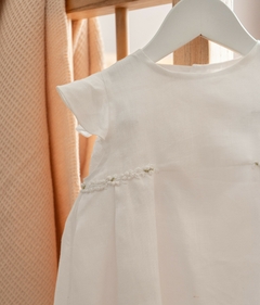 VESTIDO FIESTA LINO BORDADO BLANCO - comprar online